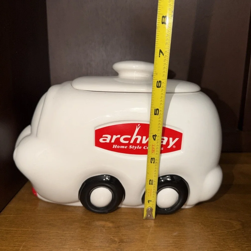 Archway Cookie Jar Home Style Cookies Ceramic White Delivery Van Vintage